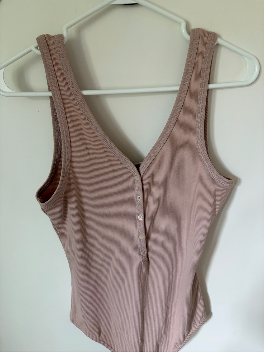 Women's Ribbed Button-Front pink bodysuit